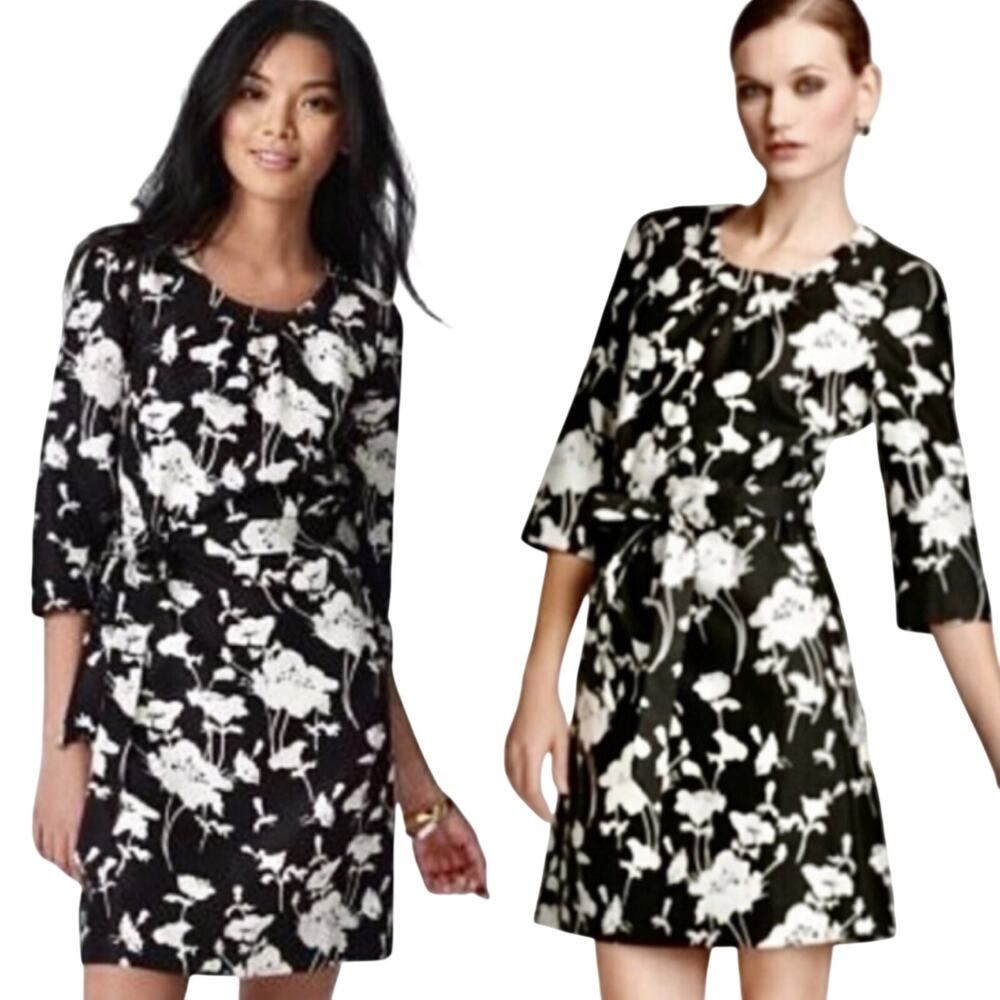 Kate Spade Florence Broadhurst Silk Dorothy Dress Floral Shift Black White NEW 4